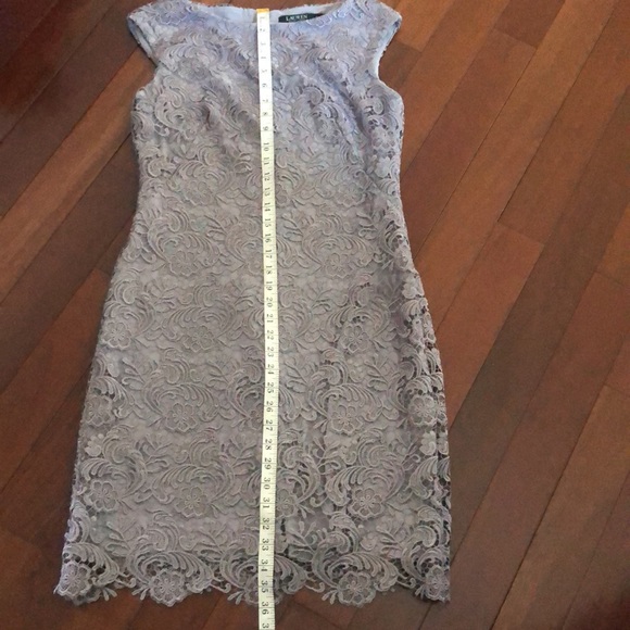 Ralph Lauren Evening Gray Lace Overlay Sheath Dress 6 - Picture 9 of 12